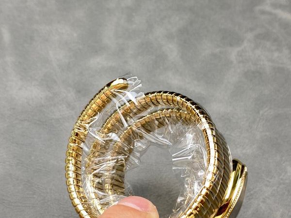 Montre Bvlgari Serpenti Tubogas 35mm Or Diamants Double Spirale Cadran Noir