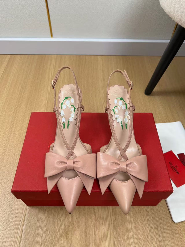 Valentino Garavani Escarpins Bowow 85mm Rose Cannelle Cuir Vachette