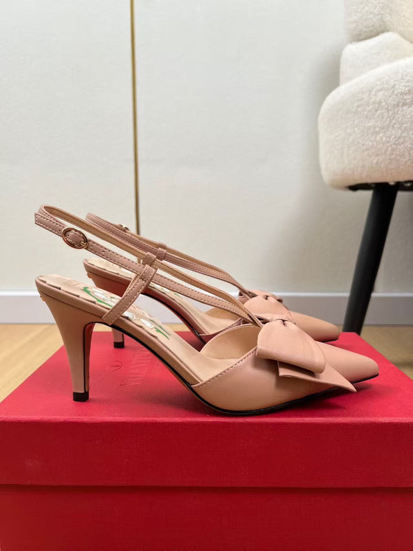 Valentino Garavani Escarpins Bowow 85mm Rose Cannelle Cuir Vachette