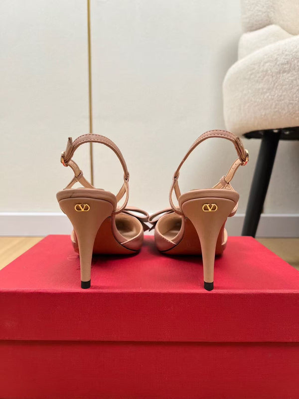 Valentino Garavani Escarpins Bowow 85mm Rose Cannelle Cuir Vachette