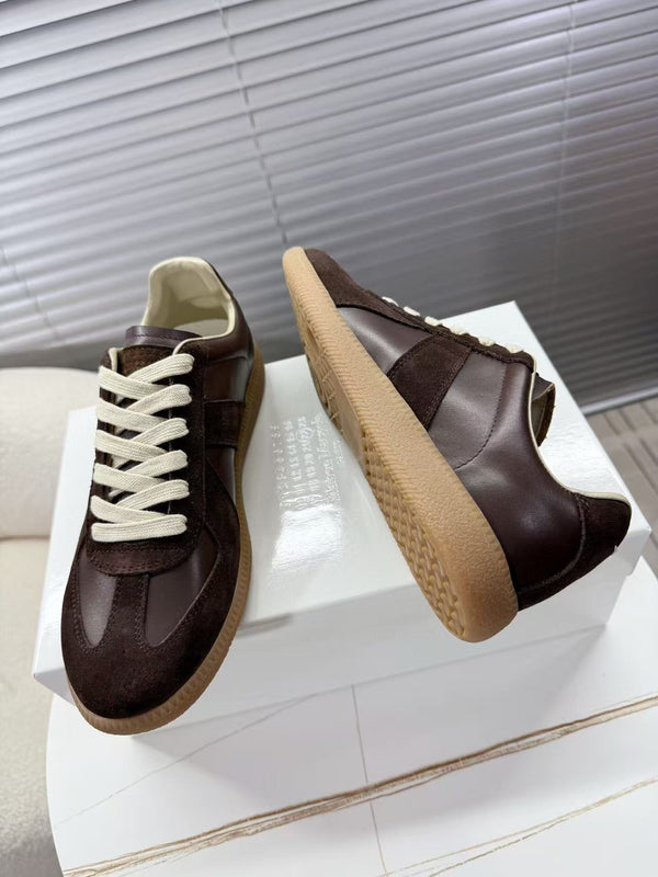 Baskets Maison Margiela Patchwork Daim et Cuir de Veau Marron