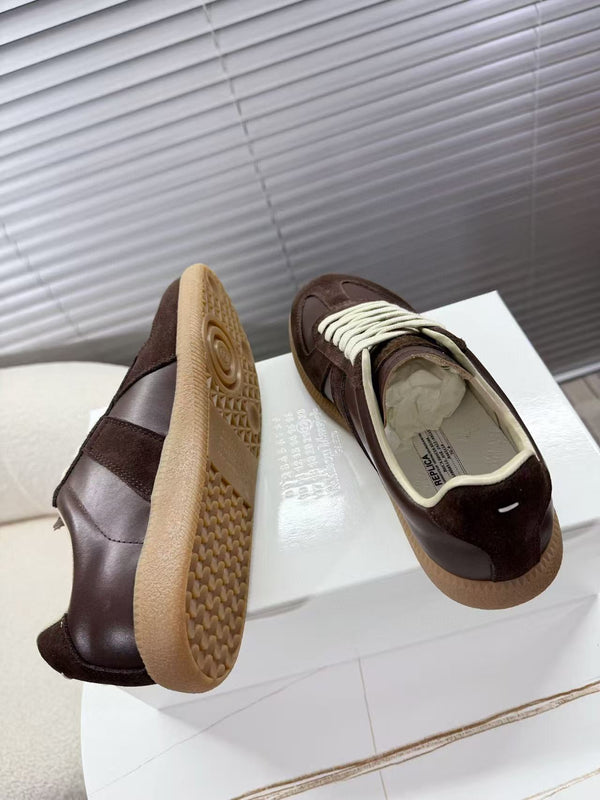 Baskets Maison Margiela Patchwork Daim et Cuir de Veau Marron