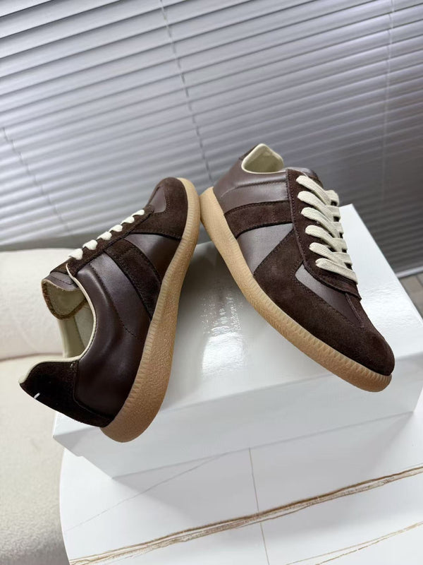 Baskets Maison Margiela Patchwork Daim et Cuir de Veau Marron