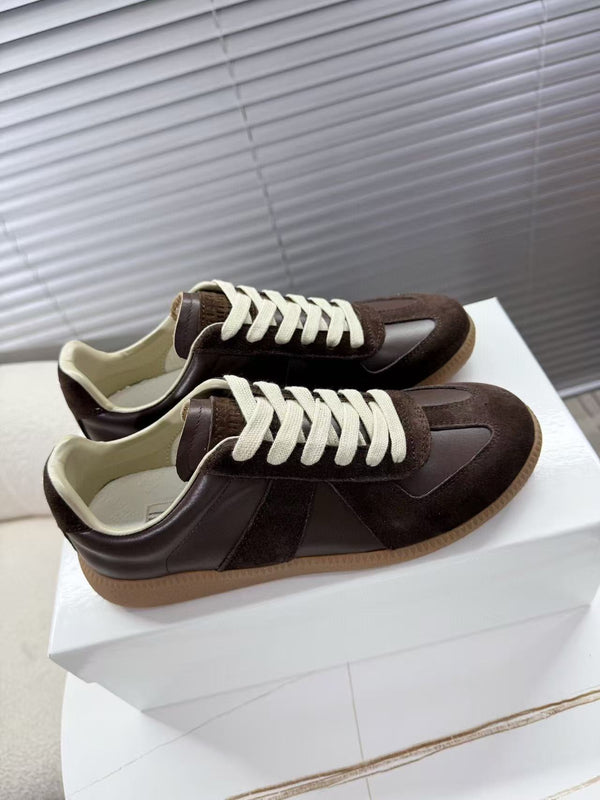 Baskets Maison Margiela Patchwork Daim et Cuir de Veau Marron