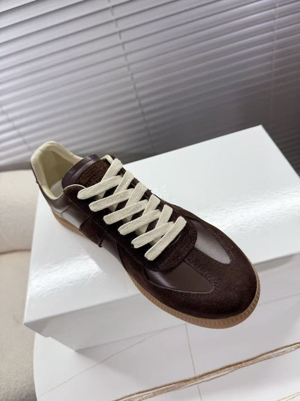 Baskets Maison Margiela Patchwork Daim et Cuir de Veau Marron