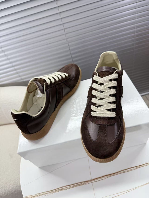 Baskets Maison Margiela Patchwork Daim et Cuir de Veau Marron