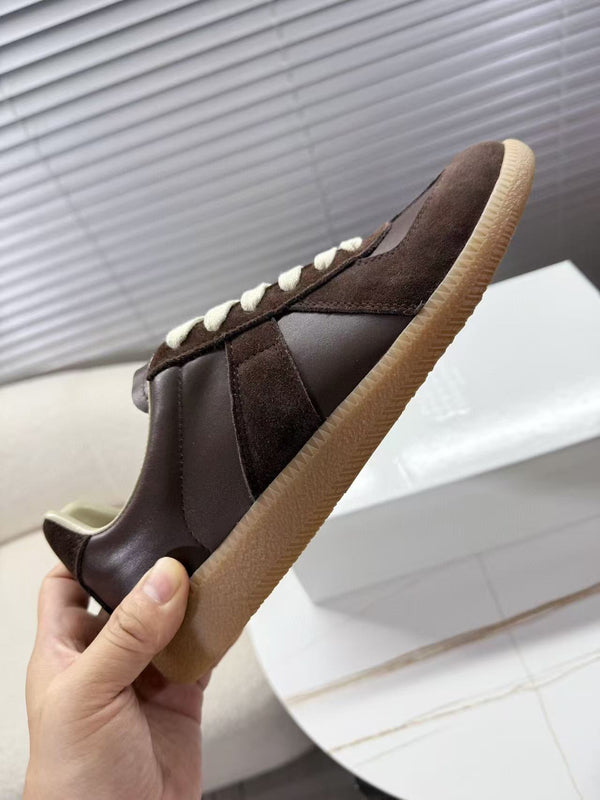 Baskets Maison Margiela Patchwork Daim et Cuir de Veau Marron