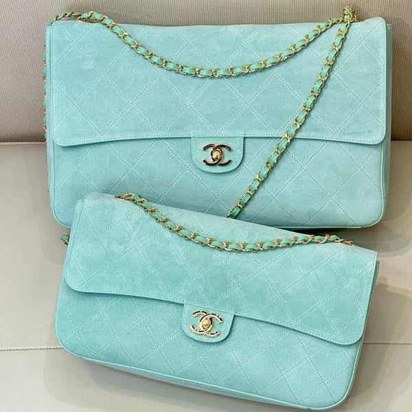 CC 26s Maxi Souplissimo Flap Bag Mint Green Suede