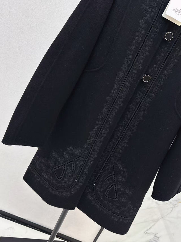 HM Couture Embroidered Cashmere Long Coat