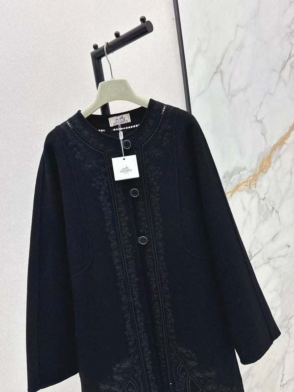 HM Couture Embroidered Cashmere Long Coat