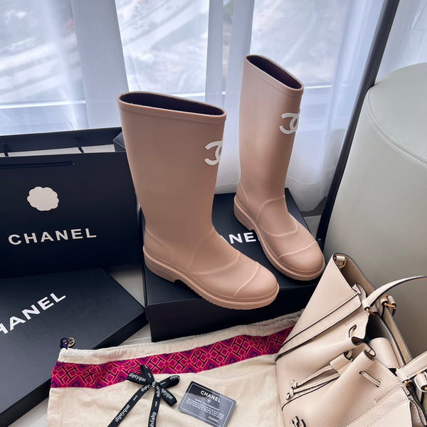 CC RAIN BOOTS BEIGE TPU MID - TOP WITH WHITE LOGO