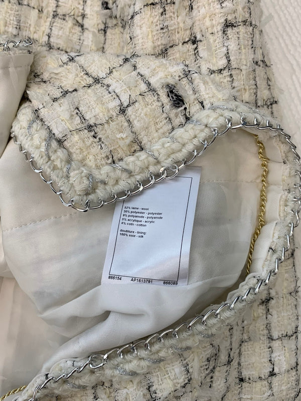 CC Tweed Plaid White Jacket