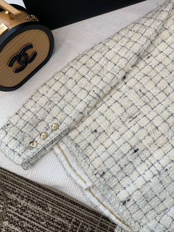 CC Tweed Plaid White Jacket
