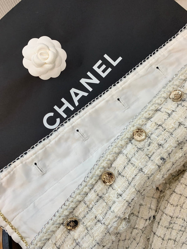 CC Tweed Plaid White Jacket
