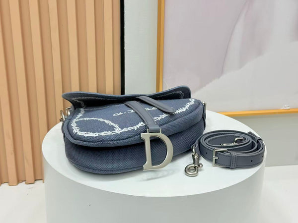 Bandoulière CD Saddle Bag avec sangle 24 cm coton bleu