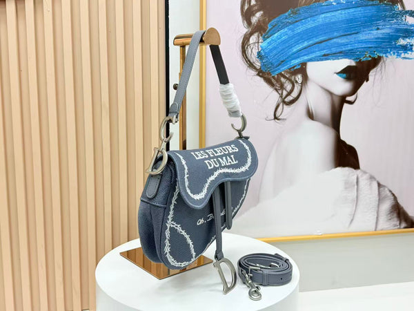 Bandoulière CD Saddle Bag avec sangle 24 cm coton bleu