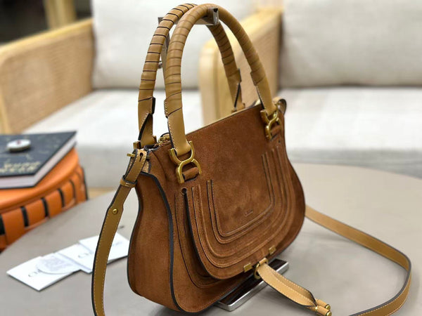 Chloe Marcie Bag 30cm Brown Suede