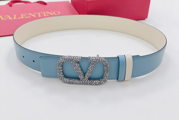 VLOGO SIGNATURE REVERSIBLE BELT 40MM BLUE CALFSKIN