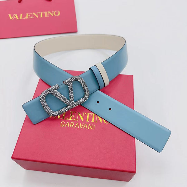 VLOGO SIGNATURE REVERSIBLE BELT 40MM BLUE CALFSKIN