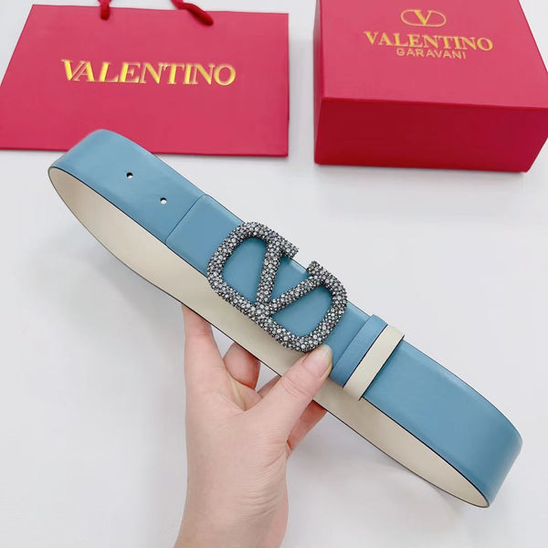 VLOGO SIGNATURE REVERSIBLE BELT 40MM BLUE CALFSKIN