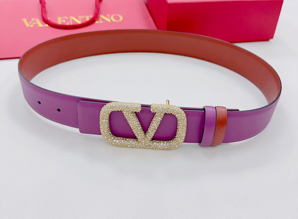 VLOGO SIGNATURE REVERSIBLE BELT 40MM PURPLE CALFSKIN