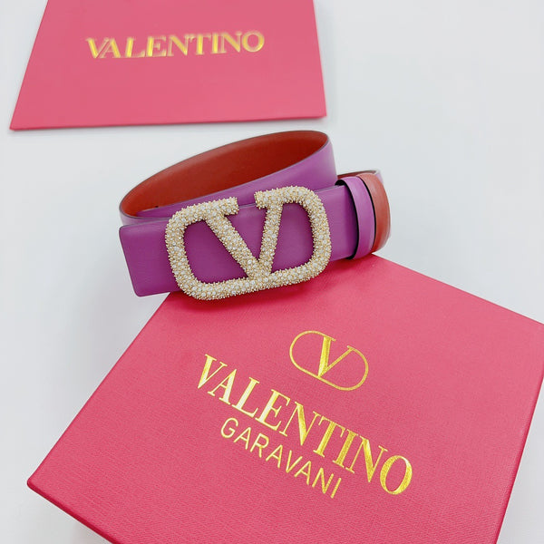 VLOGO SIGNATURE REVERSIBLE BELT 40MM PURPLE CALFSKIN