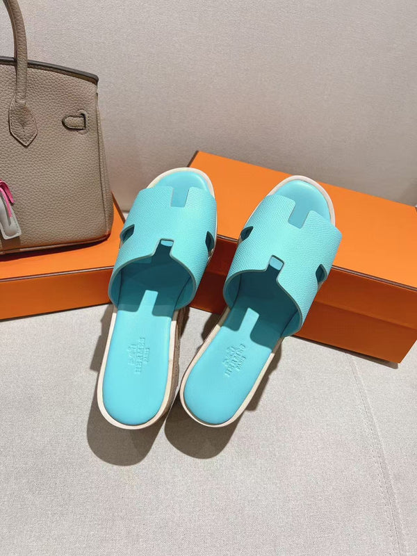 EZE 65 SANDALE CUIR DE VEAU BLEU MENTHE