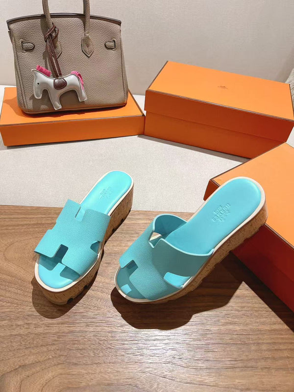 EZE 65 SANDALE CUIR DE VEAU BLEU MENTHE
