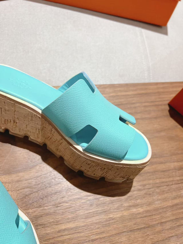 EZE 65 SANDALE CUIR DE VEAU BLEU MENTHE