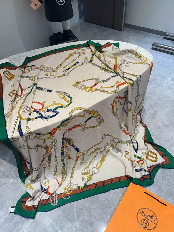 HERMES 25S SCARF 140 IN CASHMERE SILK 727303