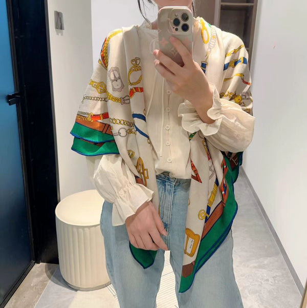 HERMES 25S SCARF 140 IN CASHMERE SILK 727303