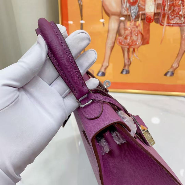 HM Kelly 25cm Cuir Épsom Violet Finitions Argentées