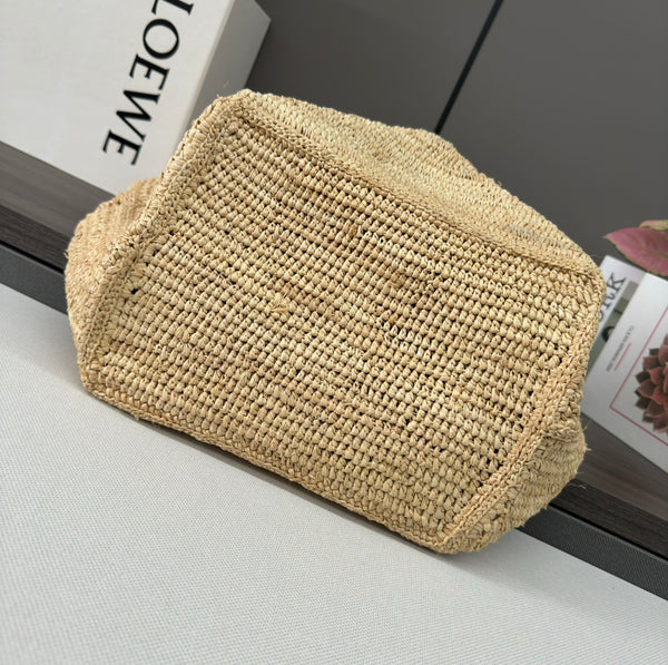 LOE 31 Medium Puzzle Fold Tote Beige in Raffia