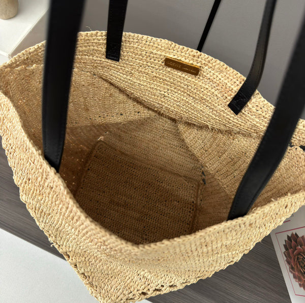 LOE 31 Medium Puzzle Fold Tote Beige in Raffia