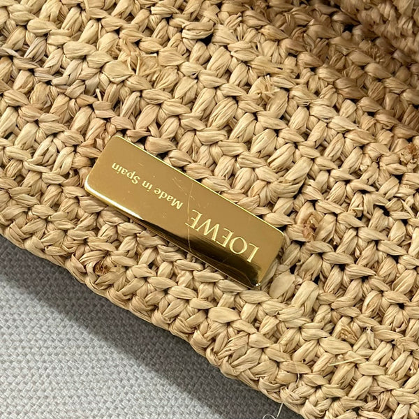 LOE 31 Medium Puzzle Fold Tote Beige in Raffia