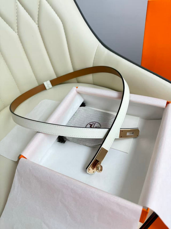 cintura hm kelly 18mm in pelle bianca Epsom
