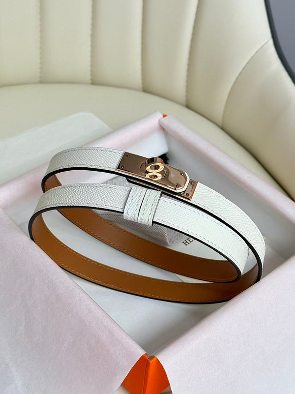 cintura hm kelly 18mm in pelle bianca Epsom