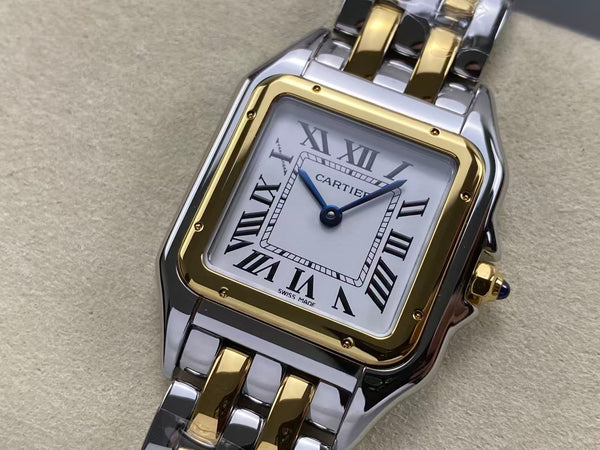 PANTHERE DE CARTIE 27MM QUARTZ GOLD STEEL WHITE DIAL BEST VERSION