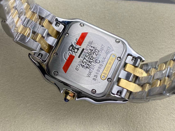 PANTHERE DE CARTIE 27MM QUARTZ GOLD STEEL WHITE DIAL BEST VERSION