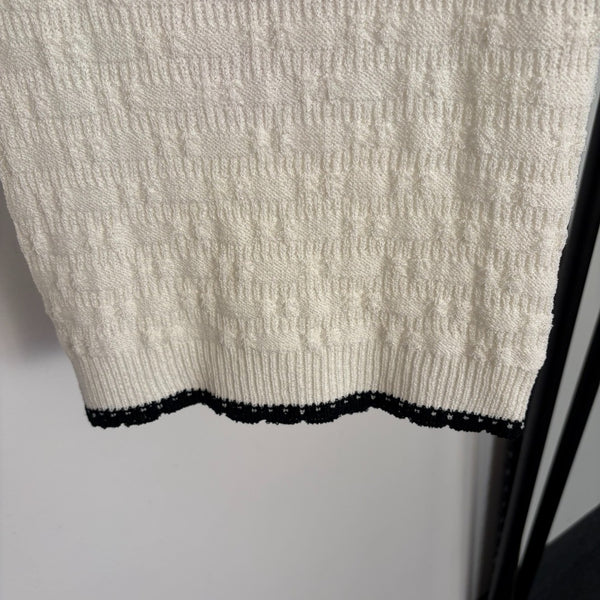 Débardeur en maille Chanel noir et blanc cassé