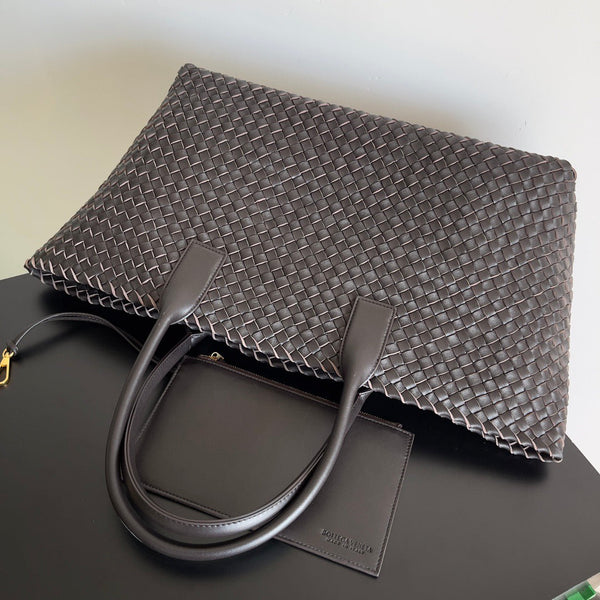 Sac cabas Cabat BV 2026 51 cm en cuir Intreccio marron foncé