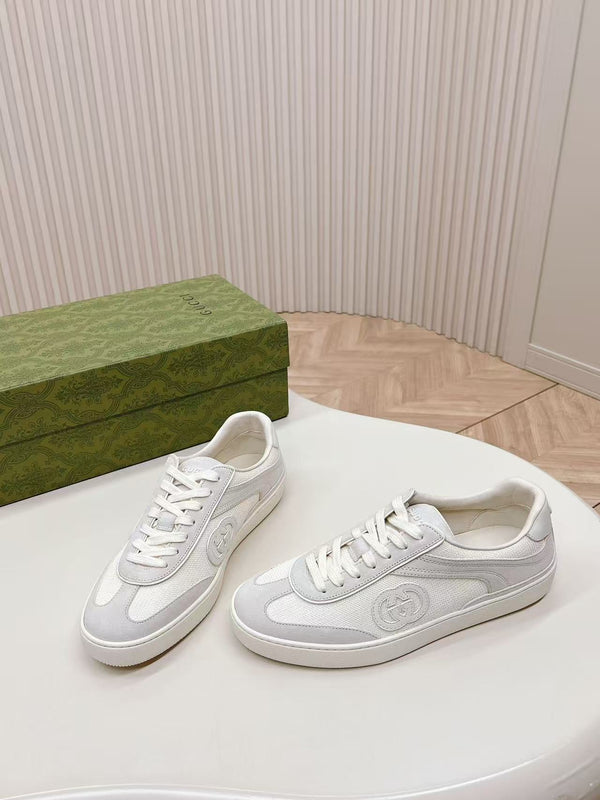 GG Sneaker White And Light Grey Cowhide With Mesh Fabric