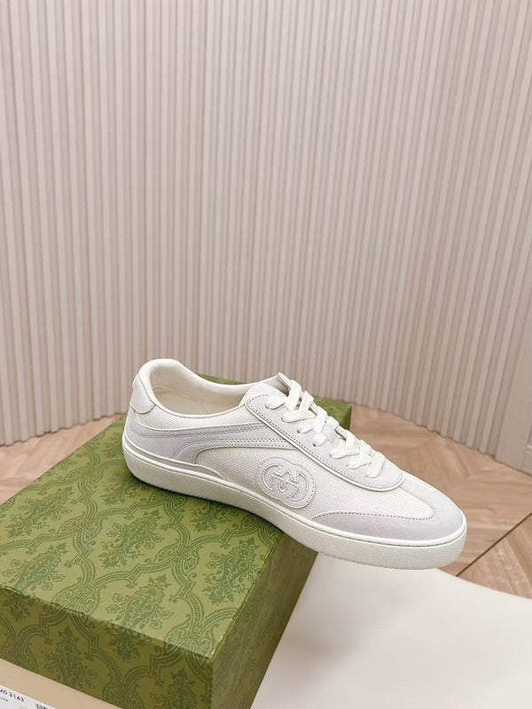 GG Sneaker White And Light Grey Cowhide With Mesh Fabric
