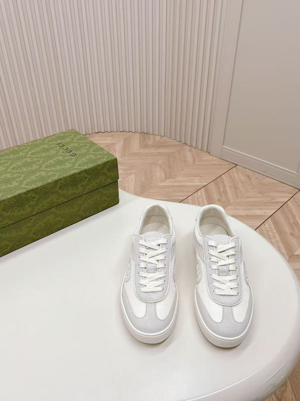 GG Sneaker White And Light Grey Cowhide With Mesh Fabric