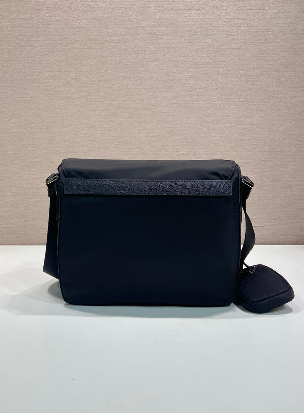 Prada Shoulder Bag 25cm Black Re-Nylon& Saffiano Leather