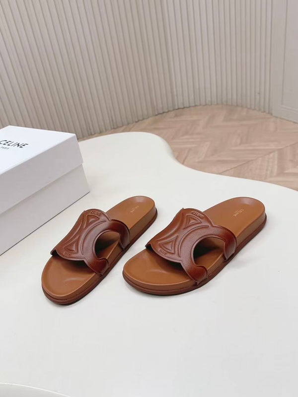 CELINE SANDALS BROWN CALFSKIN