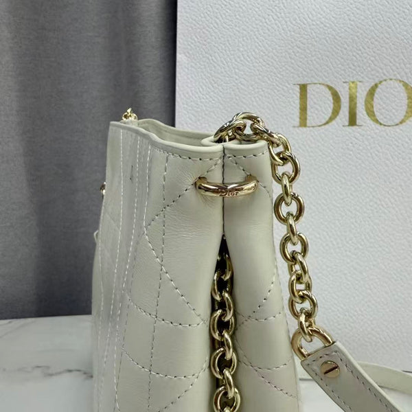 CD 26s Trianon Bag with Chain White Lambskin