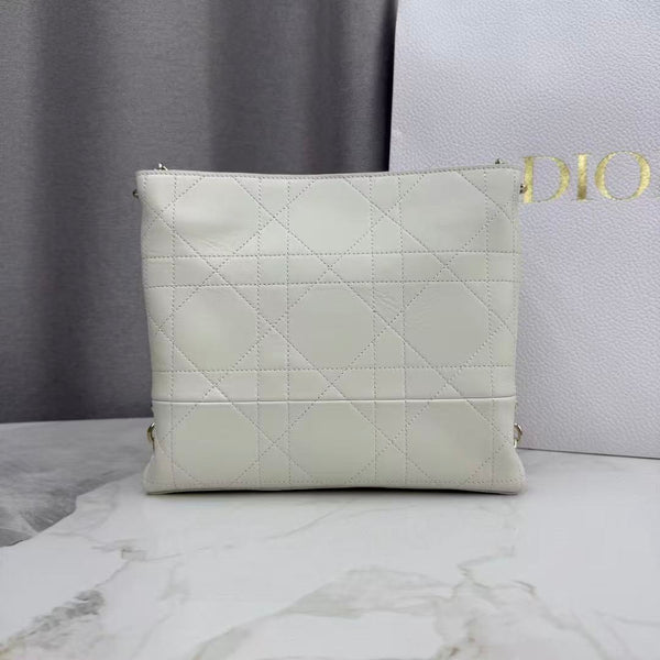 CD 26s Trianon Bag with Chain White Lambskin
