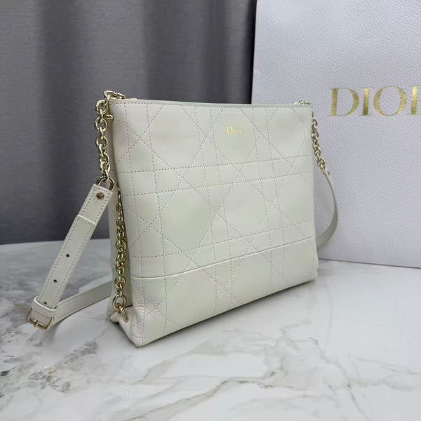 CD 26s Trianon Bag with Chain White Lambskin