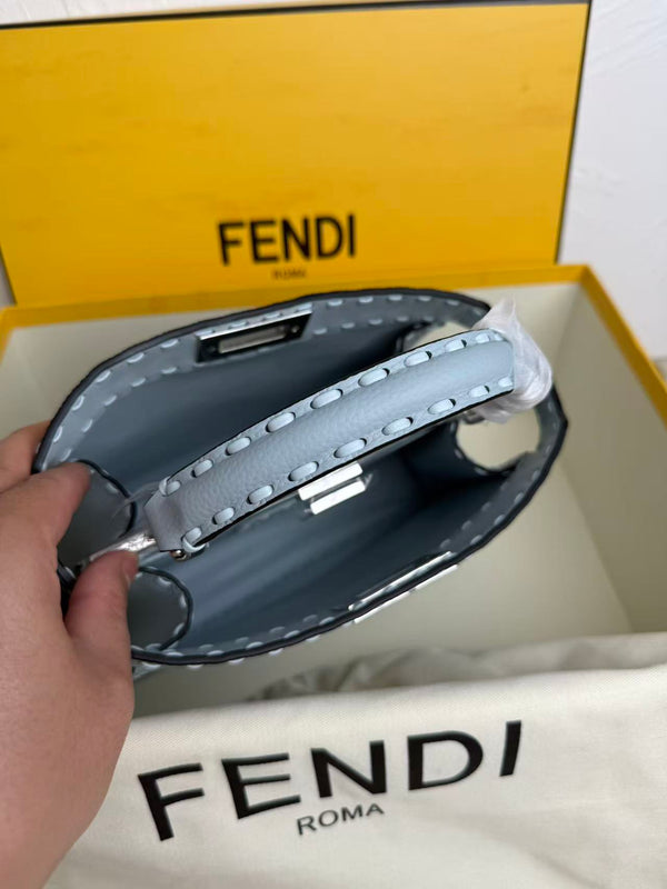 Fendi Peekaboo 27 Bag Baby Blue Leather Shw